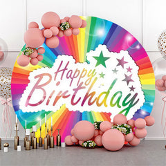 Lofaris Rainbow Star Happy Birthday Round Backdrop Cover