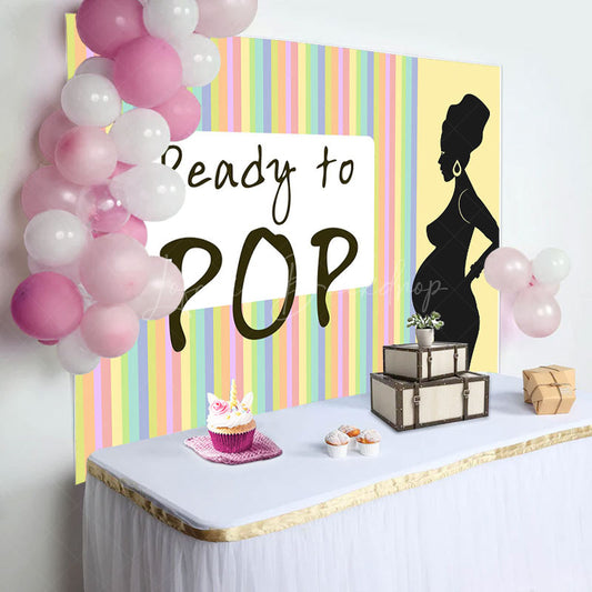 Lofaris Rainbow Stripe Ready To Pop Baby Shower Backdrop