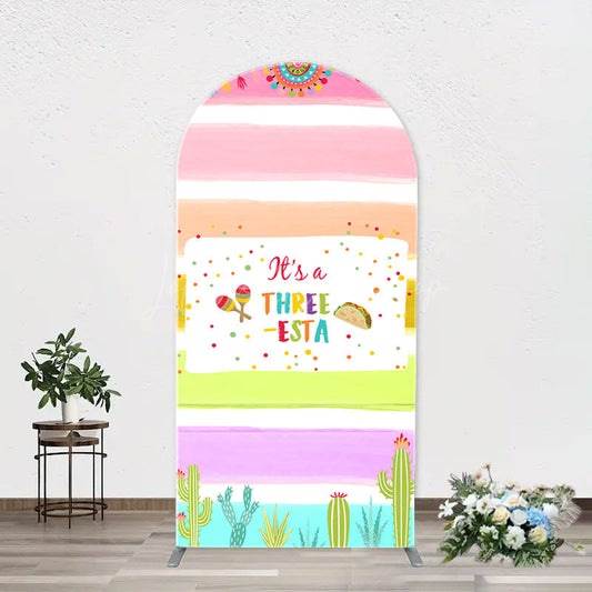 Lofaris Rainbow Stripe Three Esta Arch Birthday Backdrop