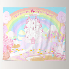 Lofaris Rainbow Sweet Candy Land Castle Custom Birthday Backdrop