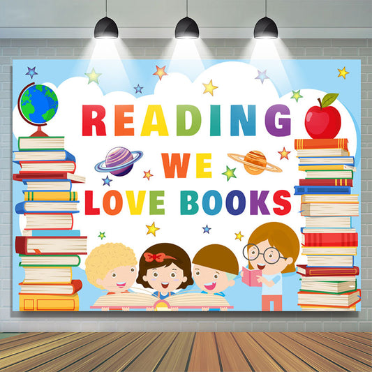 Lofaris Reading We Love Books School Classroom Backdrop