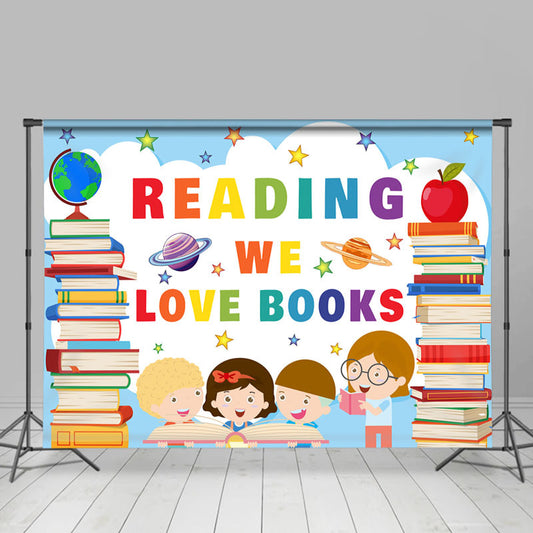 Lofaris Reading We Love Books School Classroom Backdrop