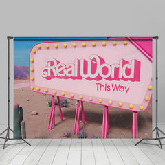 Lofaris Realworld This Way Pink Road Sign Backdrop For Party