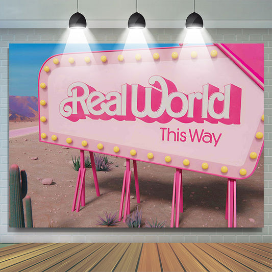 Lofaris Realworld This Way Pink Road Sign Backdrop For Party