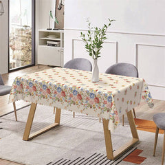 Lofaris Red And Blue Floral Rustic Rectangle Tablecloth