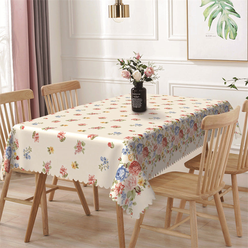 Lofaris Red And Blue Floral Rustic Rectangle Tablecloth