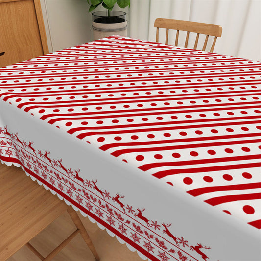Lofaris Red And Dots Stripe Christmas Tablecloth For Dining