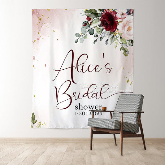 Lofaris Red And Pink Floral Glitter Bridal Shower Backdrop