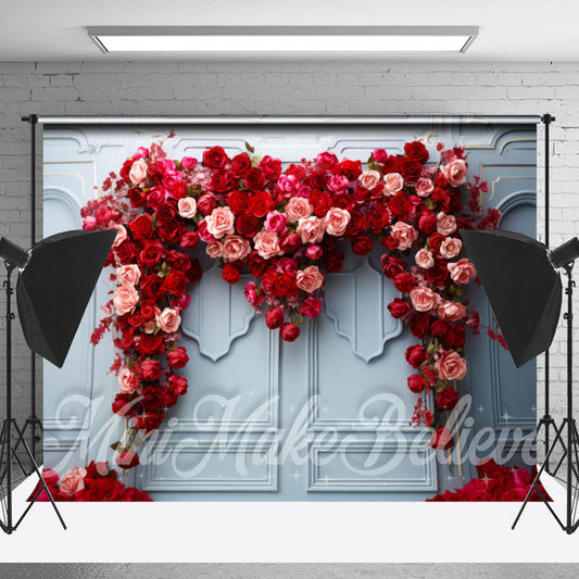 Lofaris Red And Pink Rose Blue Light Luxury Wall Backdrop