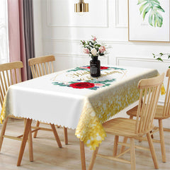 Lofaris Red And Pink Rose Glitter Happy Birthday Tablecloth