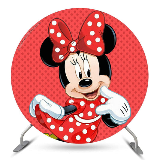 Lofaris Red And Pretty Minnie Themed Party Round Backdrop Kit