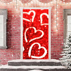 Lofaris Red And White Heart Happy Valentines Day Door Cover
