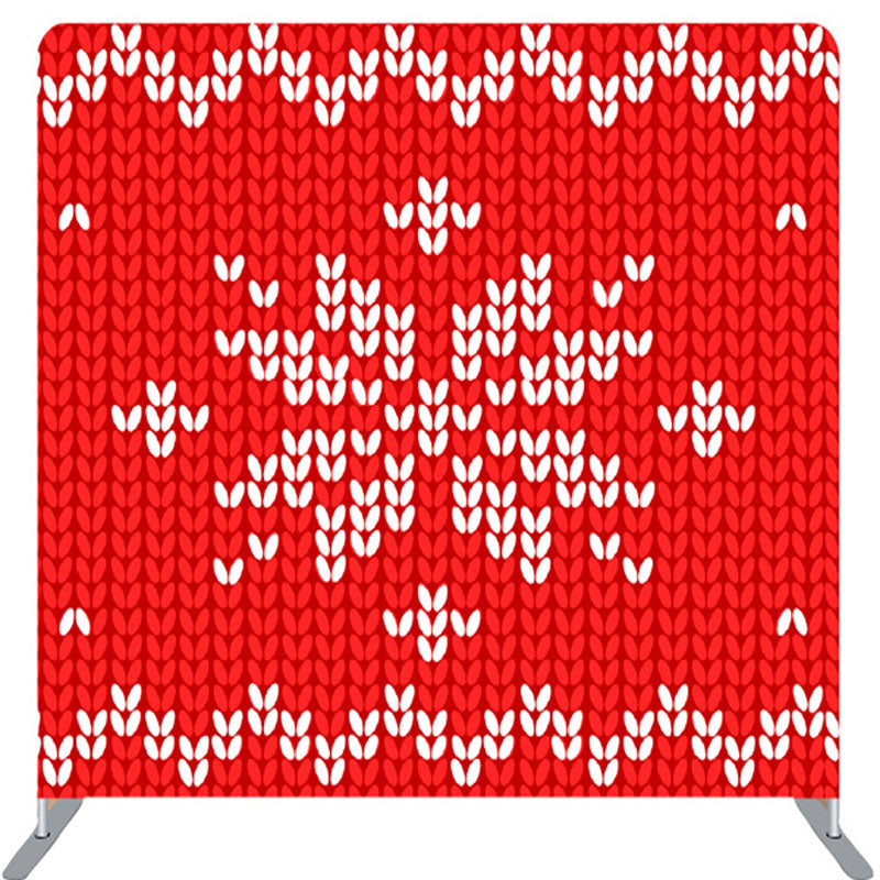 Lofaris Red And White Textile Flower Happy Christmas Backdrop