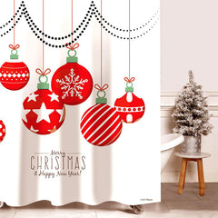 Lofaris Red Ball White New Year Christmas Shower Curtain