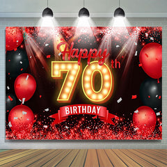 Lofaris Red Balloon Ribbon Glitter 70th Birthday Backdrop