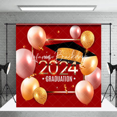 Lofaris Red Balloons Class Of Glitter Graduation Backdrop