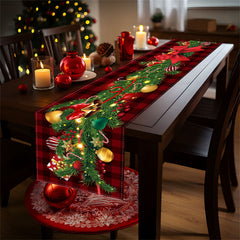 Lofaris Red Black Checkered Christmas Tree Table Runner