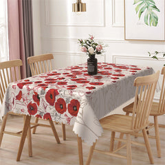 Lofaris Red Black Flower Drawing Rectangle Tablecloth