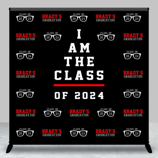 Lofaris Red Black Repeat Custom Graduation Party Backdrop