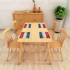 Lofaris Red Blue Brown Wood Grain Dining Set Of 4 Placemats