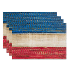 Lofaris Red Blue Brown Wood Grain Dining Set Of 4 Placemats