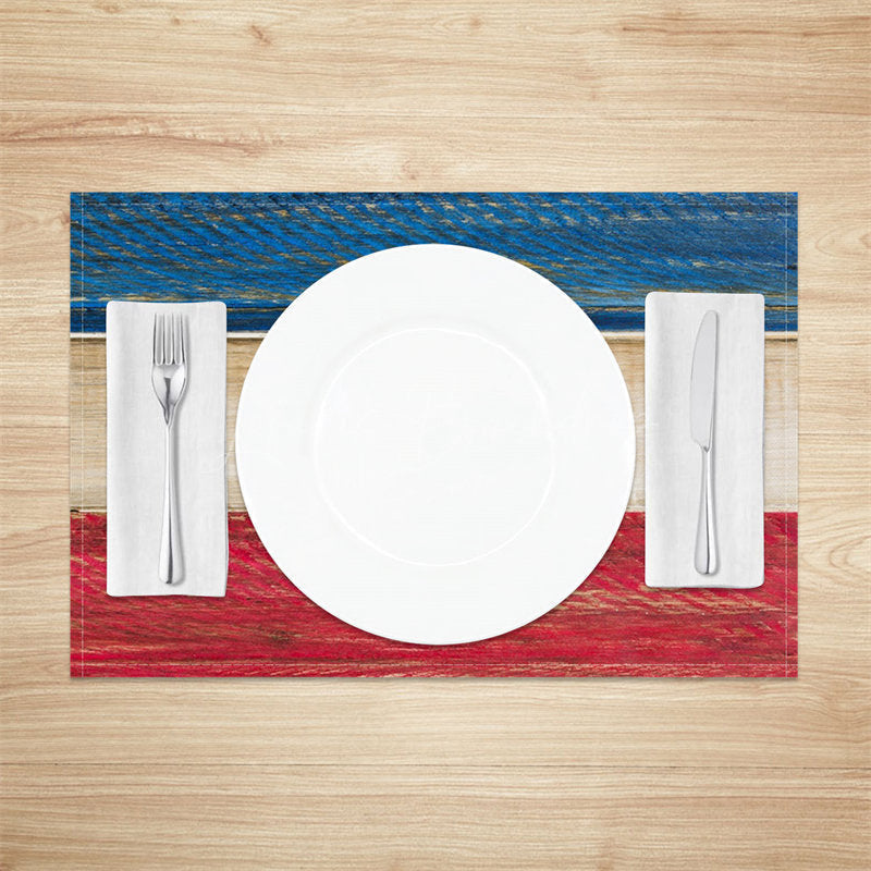 Lofaris Red Blue Brown Wood Grain Dining Set Of 4 Placemats