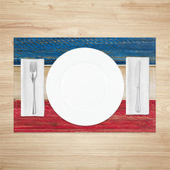 Lofaris Red Blue Brown Wood Grain Dining Set Of 4 Placemats