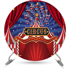 Lofaris Red Blue Circus Ferris Wheel Round Birthday Backdrop