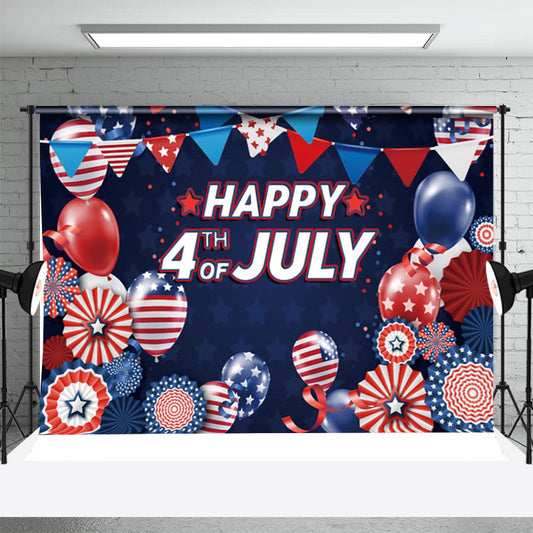 Lofaris Red Blue July 4 Balloon Independence Day Backdrop