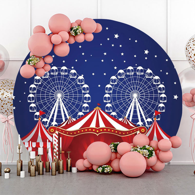 Lofaris Red Blue Night Star Circus Tent Round Party Backdrop