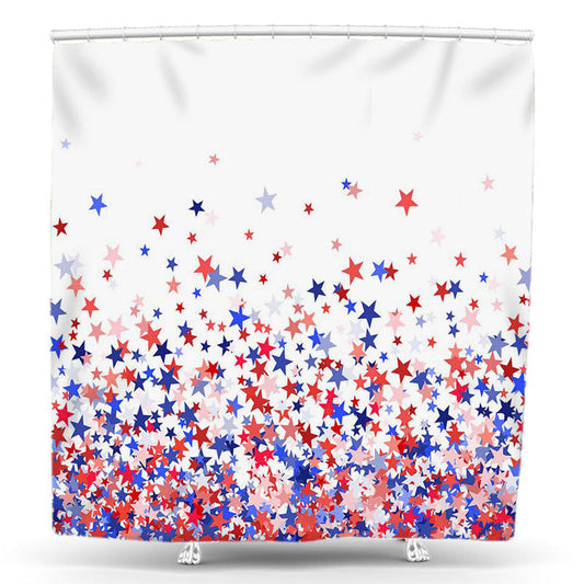 Lofaris Red Blue Star Faded National Usa Flag Shower Curtain