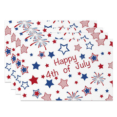 Lofaris Red Blue Star Spark July 4 Fabric Set Of Placemats