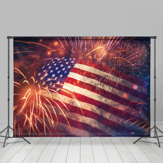 Lofaris Red Blue Star Spark Stirpe Independence Day Backdrop