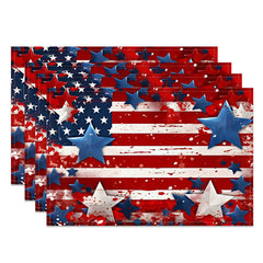 Lofaris Red Blue Stars American Flag Set Of 4 Placemats