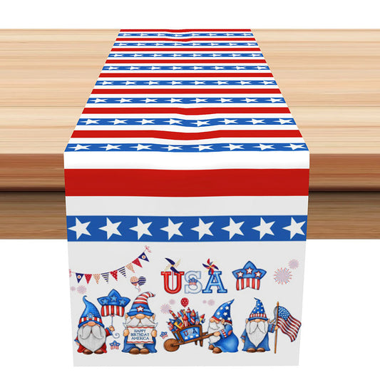 Lofaris Red Blue Stripes Stars Independence Day Table Runner