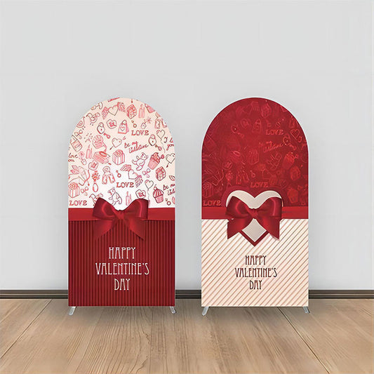 Lofaris Red Bow Knot Heart Valentines Arch Backdrop Kit