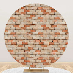 Lofaris Red Brown Retro Brick Wall Round Backdrop For Party