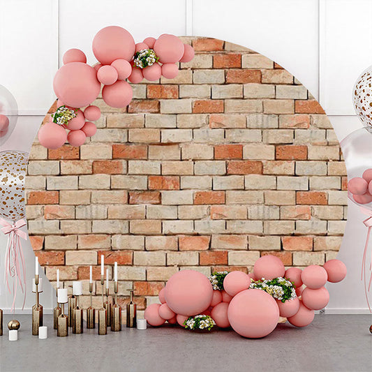 Lofaris Red Brown Retro Brick Wall Round Backdrop For Party