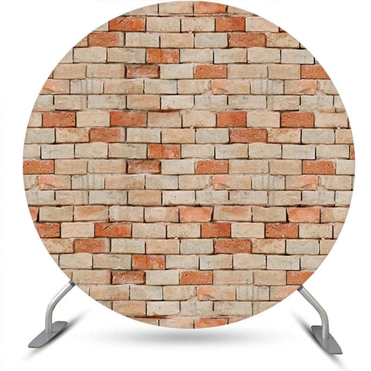 Lofaris Red Brown Retro Brick Wall Round Backdrop For Party