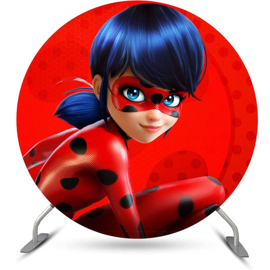 Lofaris Red Cartoon Woman Themed Round Backdrop Kit For Girl
