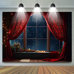 Lofaris Red Curtain Candle Christmas Night Portrait Backdrop