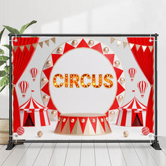 Lofaris Red Curtain Circus Light Sign Birthday Backdrop