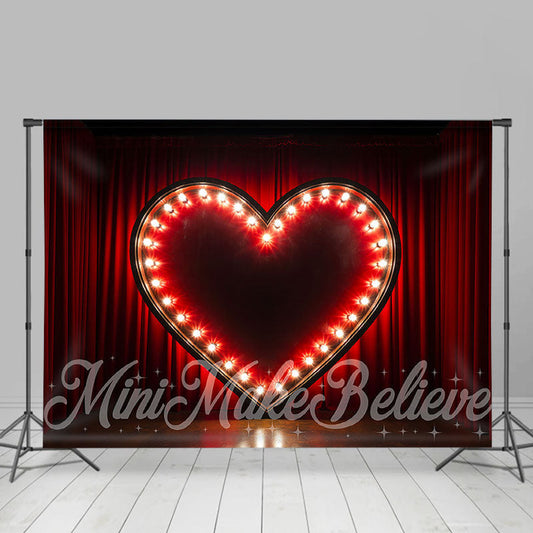 Lofaris Red Curtain Heart Light Valentines Day Backdrop