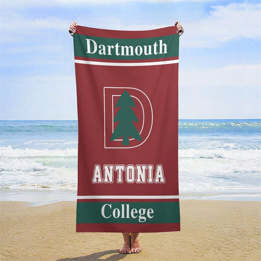 Lofaris Red Custom Name College Beach Towel Holiday Gifts