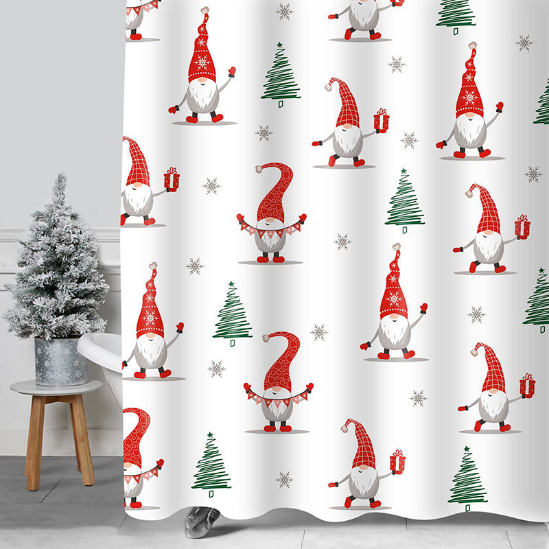 Lofaris Red Elf Xmas Tree White Christmas Shower Curtain