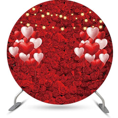 Lofaris Red Floral Heart Balloon Round Wedding Backdrop