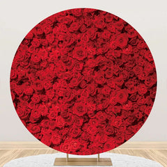 Lofaris Red Floral Wall Romantic Round Wedding Backdrop