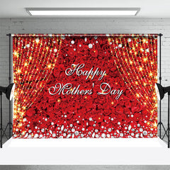 Lofaris Red Florals Gold Tassel Diamond Mothers Day Backdrop