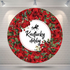 Lofaris Red Flowers Kentucky Derby Party Circle Backdrop