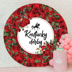 Lofaris Red Flowers Kentucky Derby Party Circle Backdrop